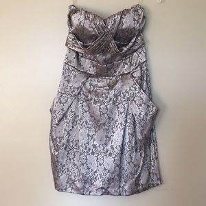 Silver Faux Lace Strapless Dress WITH POCKETS!